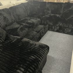 Custom New Corduroy Sectionals With Sleeper And Storage, Same Day Delivery 