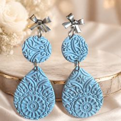 Blue Handmade Polymer Clay Earrings