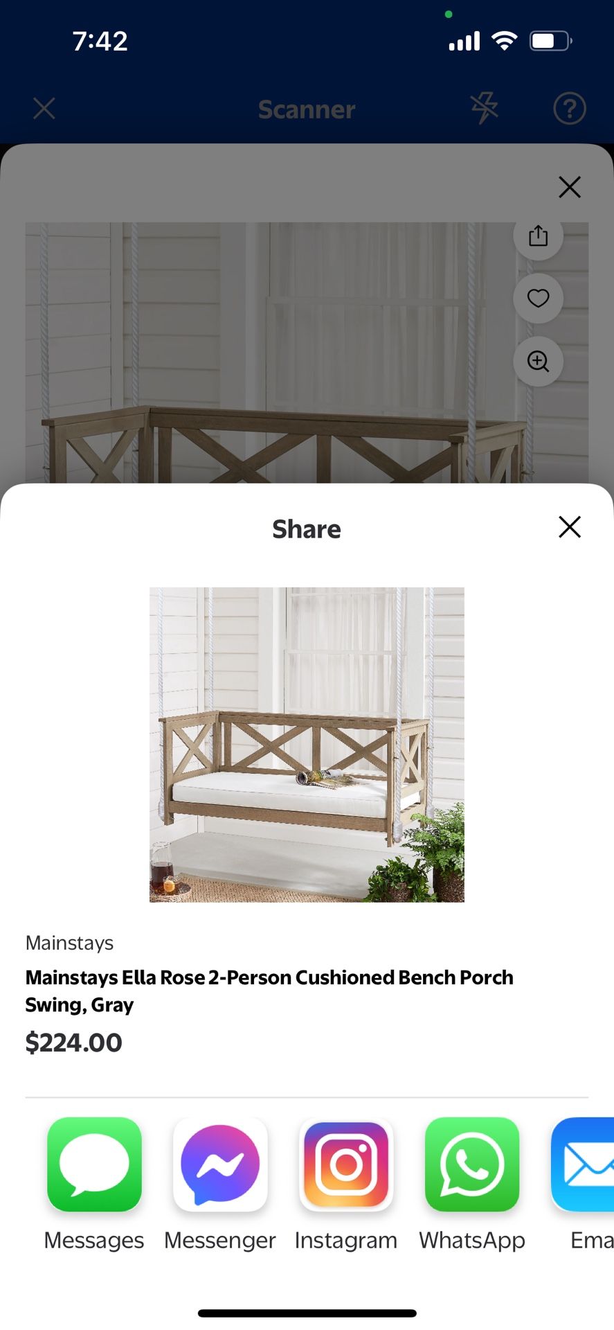 Bench Porch Swing 2-person Cushionade (NEW)