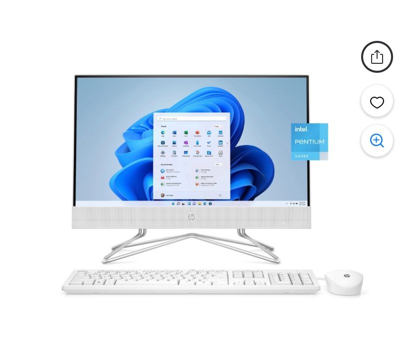 HP 22-dd0 21.5" FHD All-In-One Intel Pentium Silver J5040 2.0GHz 8GB RAM 128GB SSD Windows 11 Home S Mode Snow White