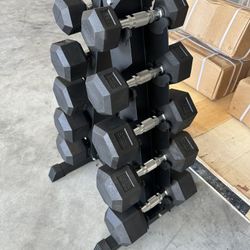 Dumbbell Set ~ 5-25lb w/ Pyramid Rack ~ Brand New 💪