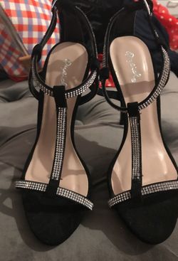 black and silver heels