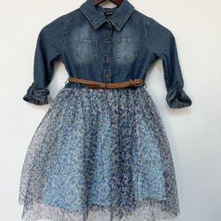 Spring Dress Size 7. For Girls Age 7-8 Years Old. Soft Denim Too And Tutu Skirts. Machine Washable. Like New! Used Once. 