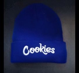 Cookies Embroidered Blue Beanie
