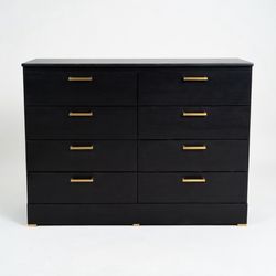 Modern Black 8-Drawer Dresser  Black with Gold Handles 🖤🌟