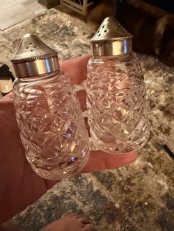 Crystal Cut Glass Salt and Pepper Shakers