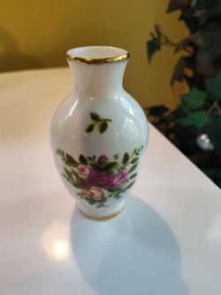 Royal Albert porcelain vase floral pattern with gold trim