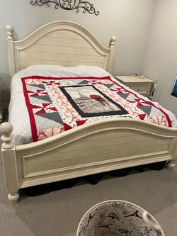 White Wood King Bed Frame with Poster Posts