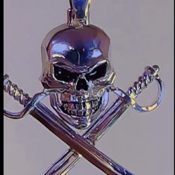 Skull With Swords Pendent Sterling Silver 