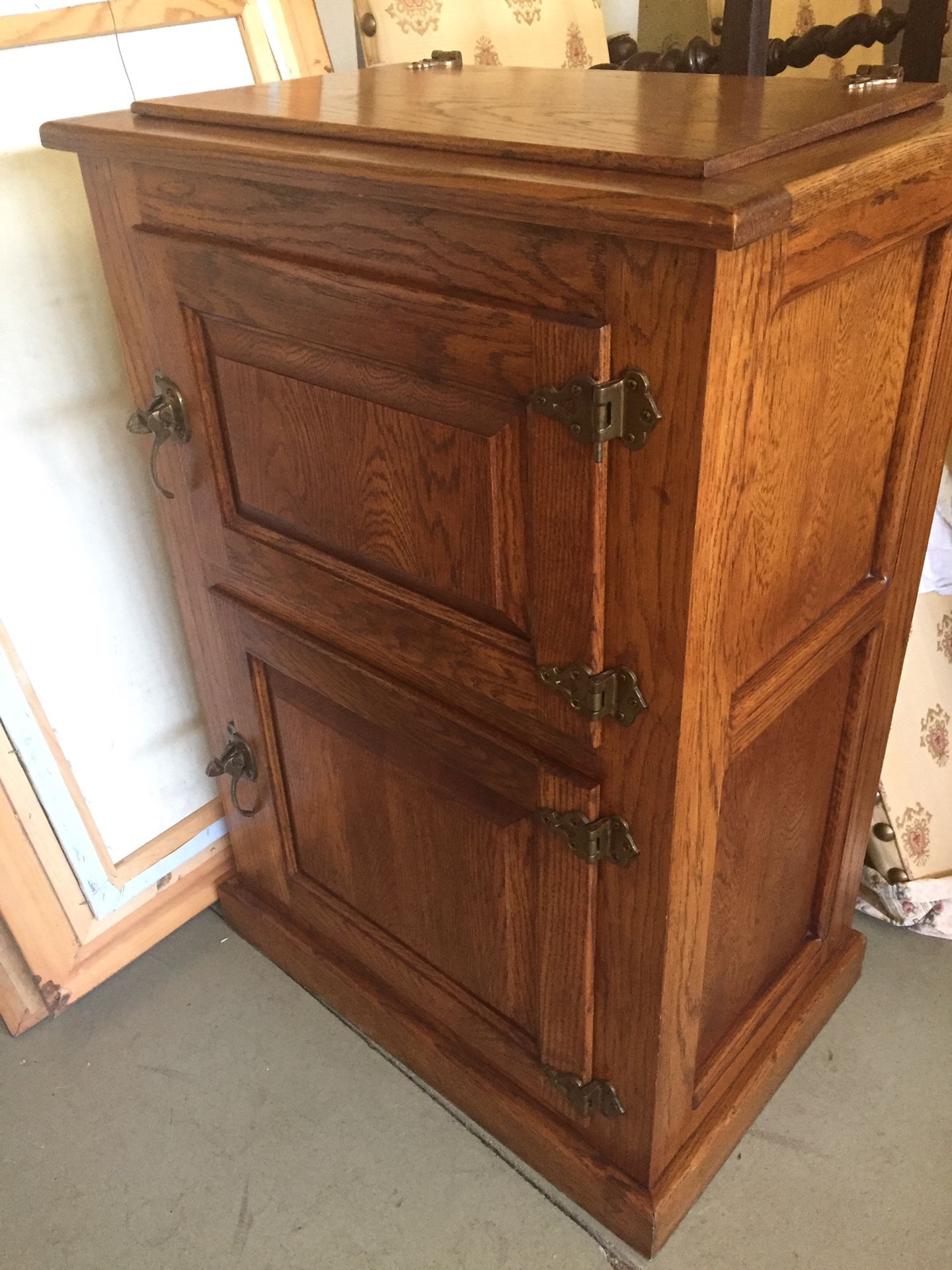 Antique IceBox Oak Cabinet