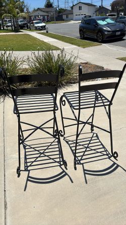 Black Iron Bar Height Stools Chairs For Patio Or Inside