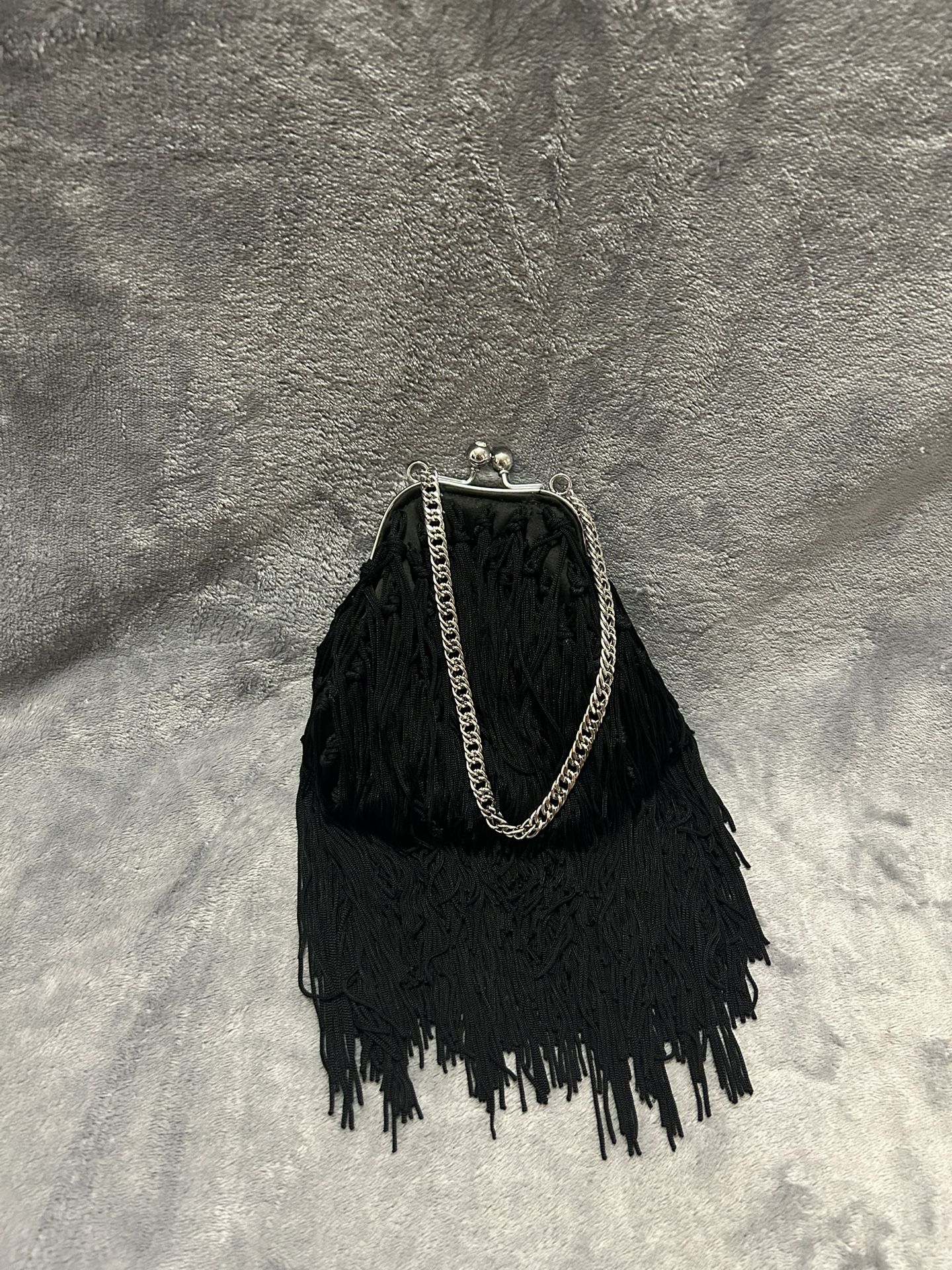 Bebe black fringe purse size small