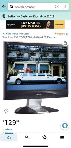 Uses Viewsonic 22 inch monitor