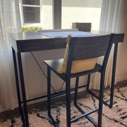 Pub Style Desk W/ 2 Drawers & Barstool - Used For Staging Purposes Only 