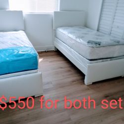 $550 For Both Sets Of Twin Beds With Mattress And Box Spring Brand New Free Delivery 