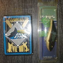 New Sealed Tampa Bay Devil Rays Fishing Lure & Deck Of Playing