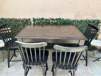 Soild wood table with leaf and chairs