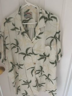 PARADISE FOUND Multicolor White Yellow Geen Floral Hawaiian Shirt Men Size 2XL