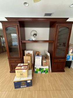 Large Traditional Wood China Cabinet Hutch - FREE TO A GOOD HOME