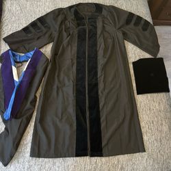 Doctoral graduation gown, tam, and hood
