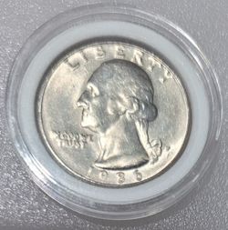 SET OF 5, US 1986 P QUARTER, BU, WITH PROTECTION CASE & S.H. INCLUDED.