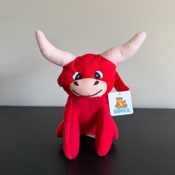 Goffa Red Bull Plush Stuffed Animal Horns Smiley 8 Inch