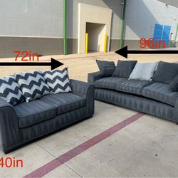Gray 2pc Couch Set By Mega Furniture (DELIVERY AVAILABLE)