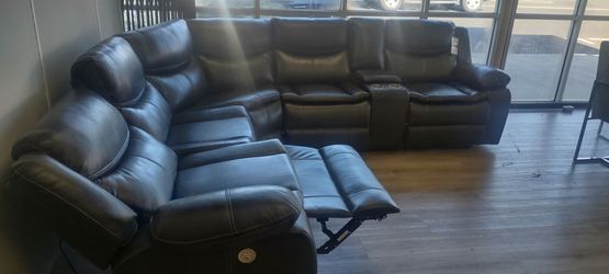 New sectional sofa with three power recliners on sale now don't miss