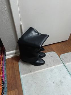 Black Leather Knee-High Boots
