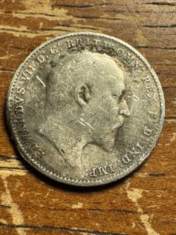 1910 Great Britain 3 Pence Edward Vll.925 Silver Coin 
