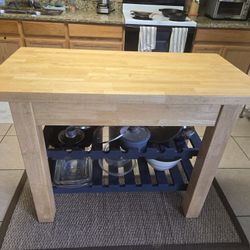 Solid Oak Wood Kitchen Island 