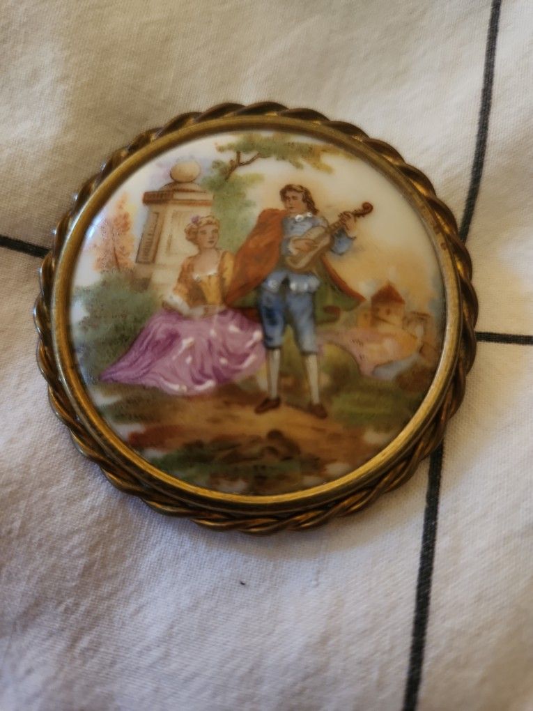 Vintage Porcelain  Brooch