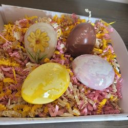 Vtg Hand Painted Ceramic Eggs Colorful Display Decor Easter Set of 4