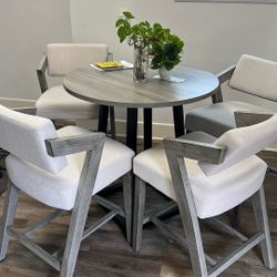 Round Counter-Height Table & 4 Chairs - Gray Wood, Excellent Condition Price: $300 OBO