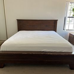 Pottery Barn Cal King Sumatra Bed Frame Solid Wood plus mattress  
