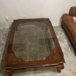 COFFEE TABLE, wood/glass, Rococo style, late 20th century.