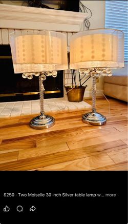 Lamps Crystal swirl table dual drum linen