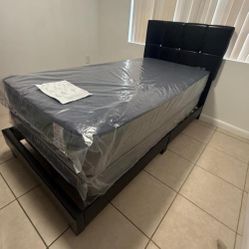 Bed Frame + Twin Mattress Combo (Brand-New)
