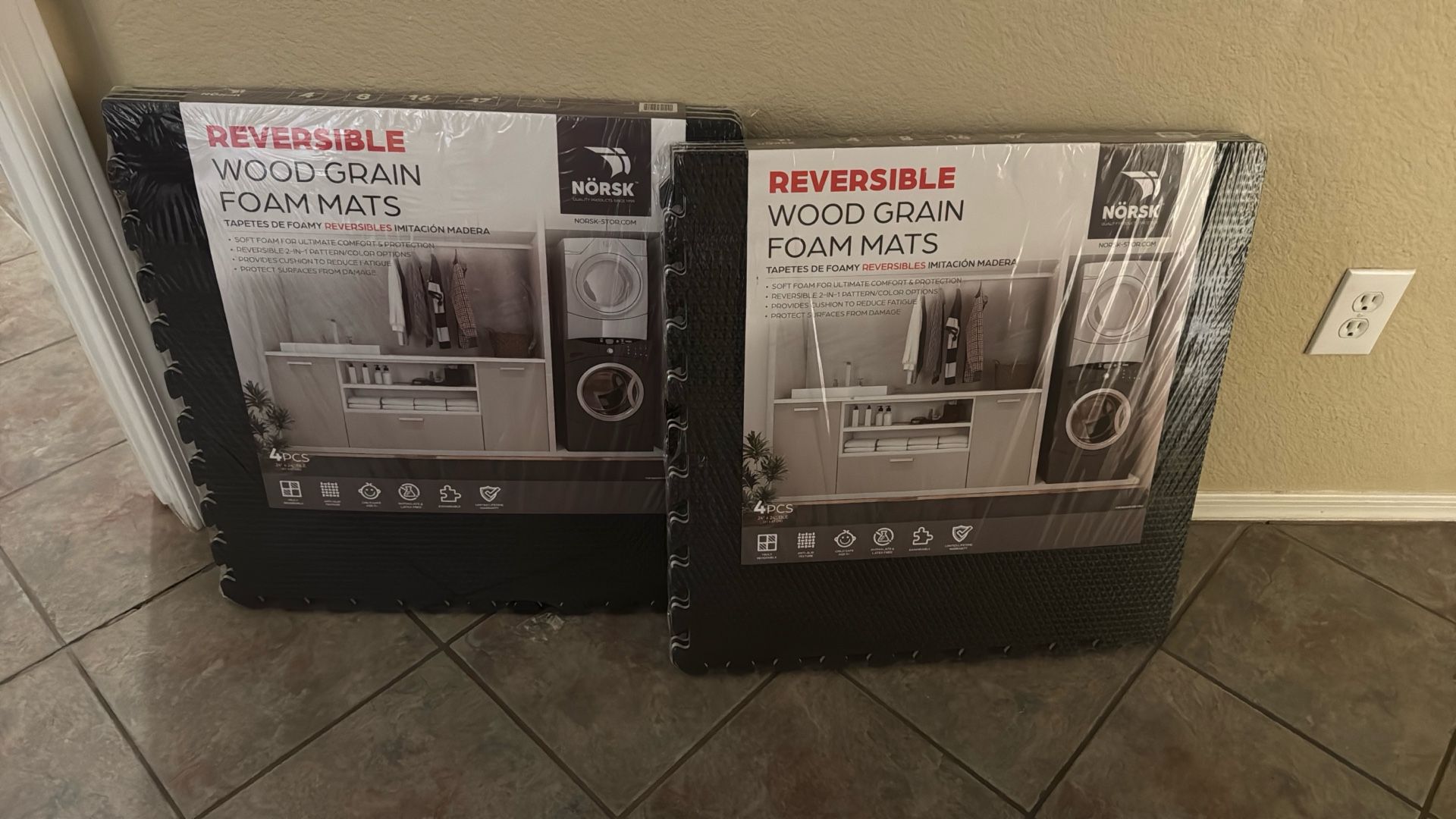 Reversible Wood Grain Foam Mats 2 SETS