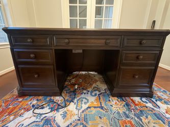 Solid Wood Executive Desk (68”x31”) w/ Built-In Power Outlet - $200 OBO