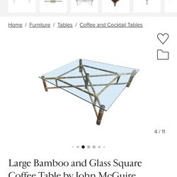 Glass and bamboo Coffee table