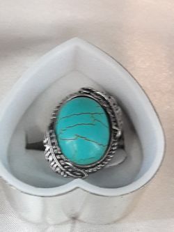 Turquoise Gemstone, Vintage Silver ring siz8
