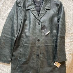 NEW DKNY Long Genuine Leather Jacket 