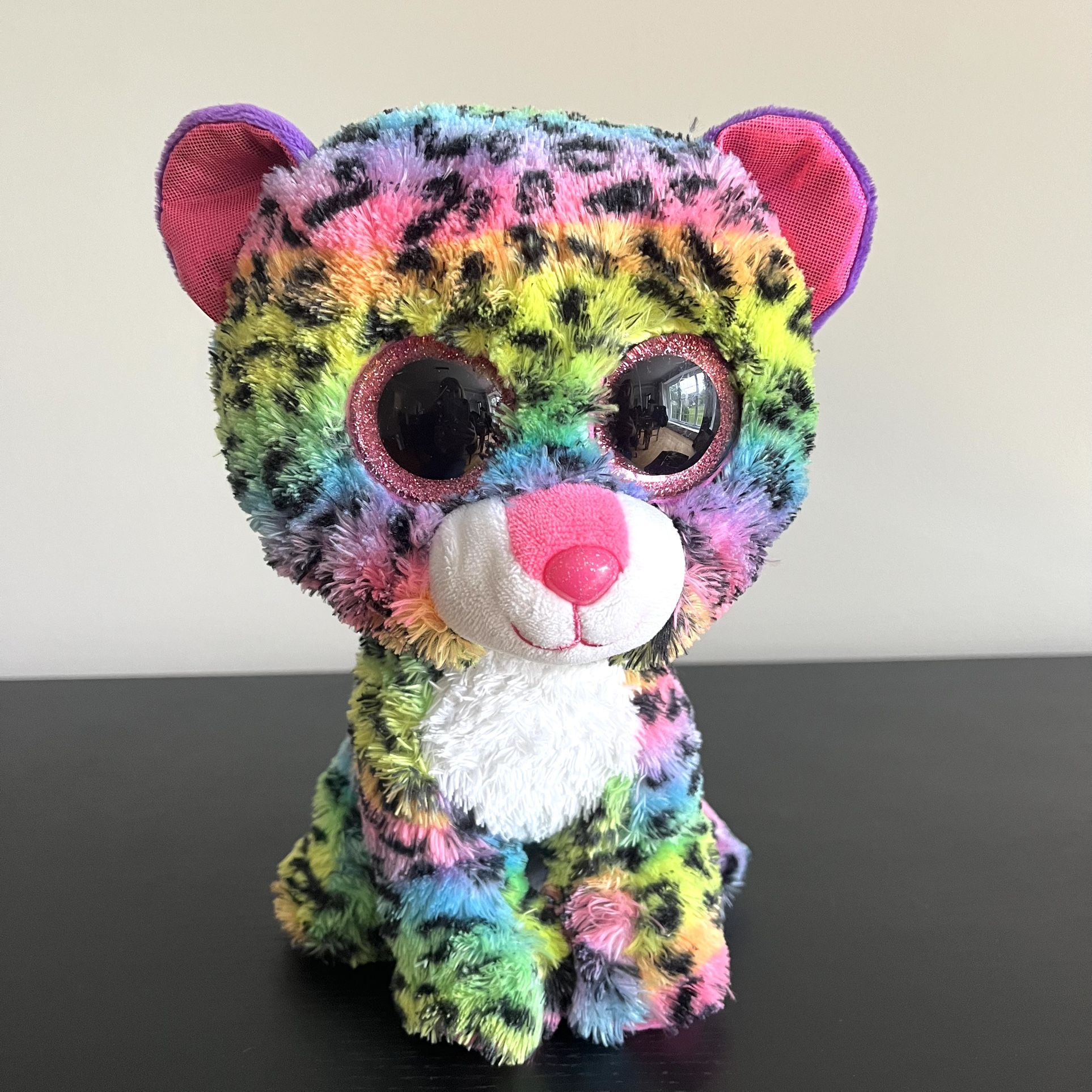 TY Beanie Boo Dotty Leopard Rainbow Multicolor TySilk Plush 9 Inch