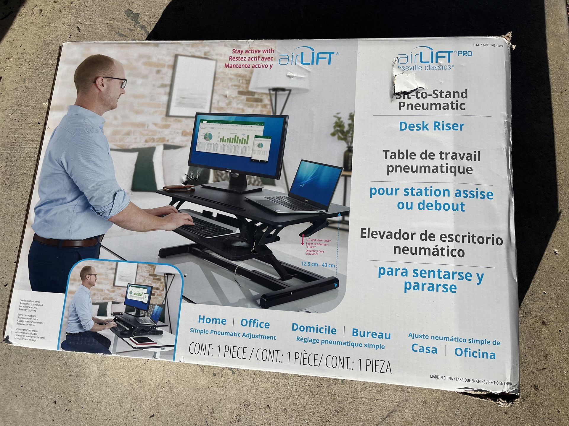AirLift Pro Sit to Stand Pneumatic Desk Riser by Seville