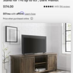 Woven Paths Franklin Grooved 2-Door TV Stand for TVs up to 65, Dark Walnut