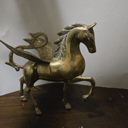 Unique Vintage Large Brass Pegasus - Great Quality and Details, natural wear
