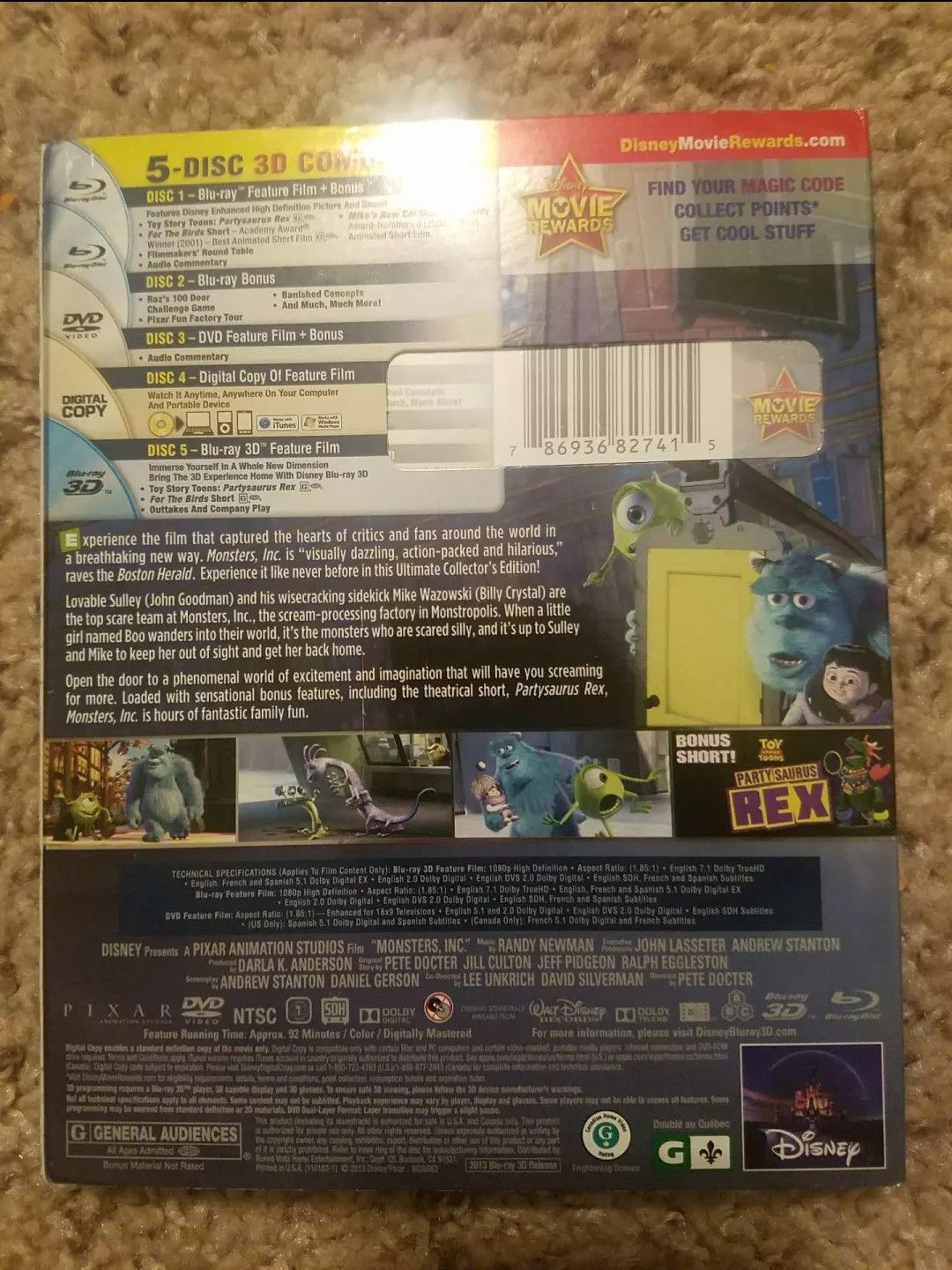 Monsters Inc Blu Ray Back