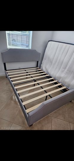 Grey queen size bed