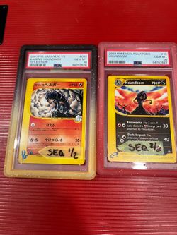 2001 2003 Pokémon Japanese Karen’s Houndoom PSA 10 & English Houndoom Aquapolis PSA 10 SEQUENTIAL